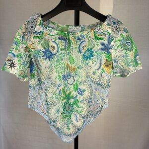 Paul & Joe Pointed Hem Floral Print Handkerchief Tissue Top 2